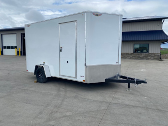 New 2025 H&H 7'x12' 3k Flat Top V-Nose Enclosed Cargo Trailer