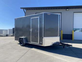 New 2025 H&H 7’x12’ 5k Flat Top V-Nose Enclosed Cargo Trailer