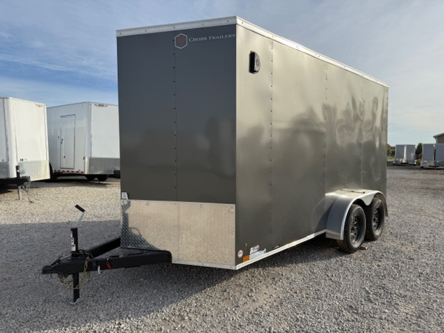 New 2026 Cross Charcoal 7'x14' 7k Beta Flat Top V-Nose Enclosed Cargo Trailer