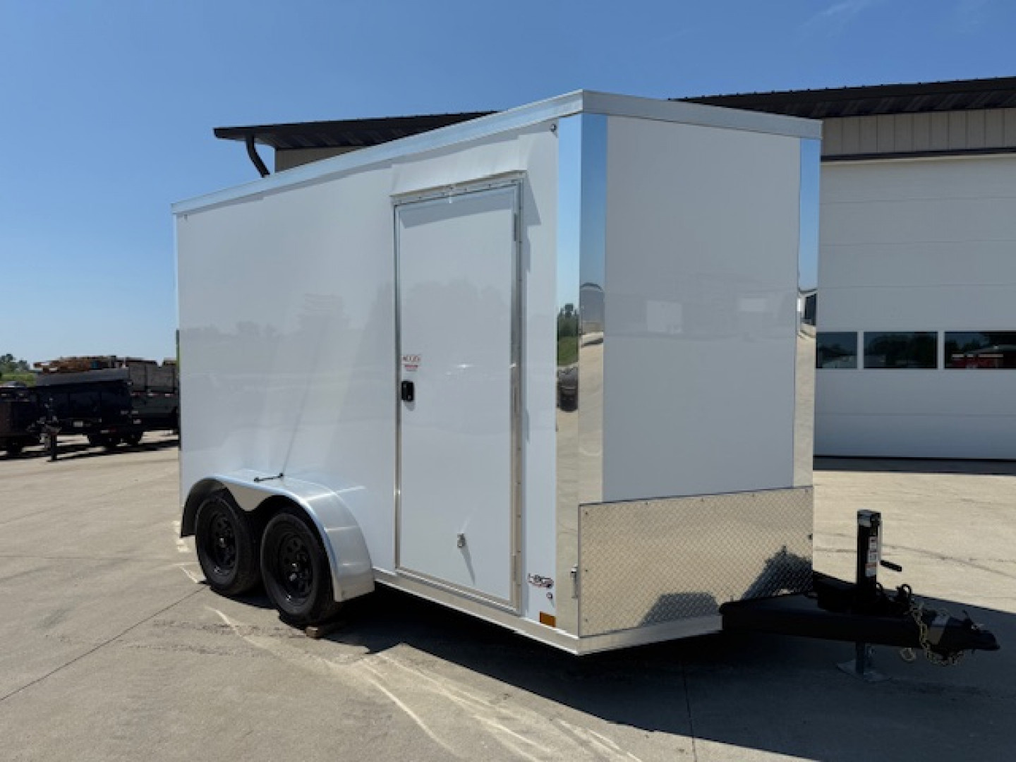 New 2026 Cross White 7'x12' 7k Alpha Flat Top V-Nose Enclosed Cargo Trailer