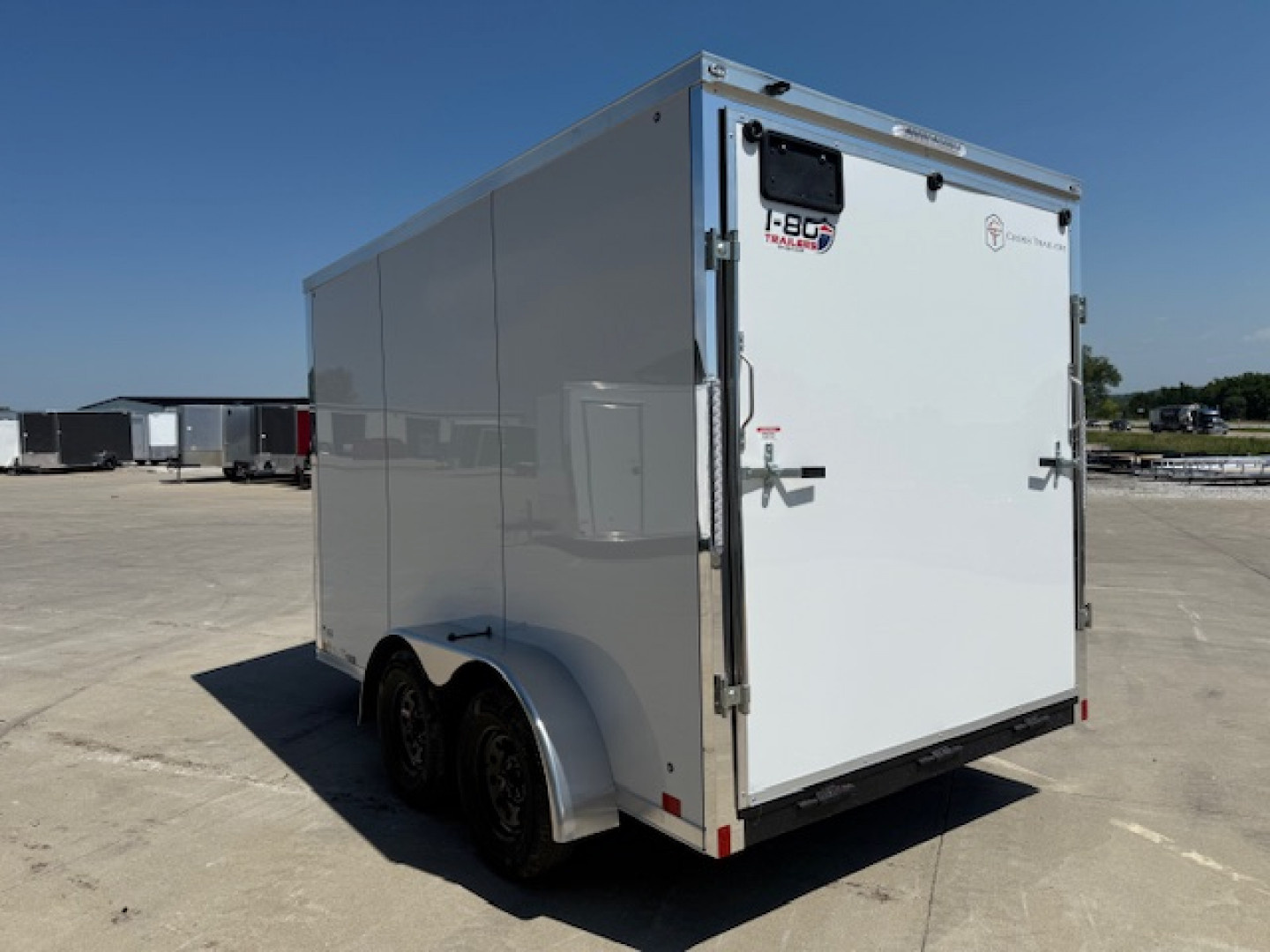 New 2026 Cross White 7'x12' 7k Alpha Flat Top V-Nose Enclosed Cargo Trailer