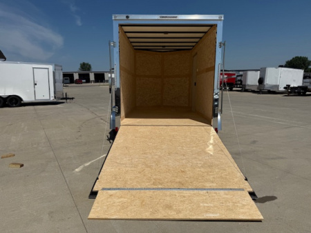 New 2026 Cross White 7'x12' 7k Alpha Flat Top V-Nose Enclosed Cargo Trailer