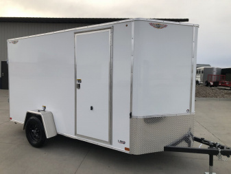 New 2025 H&H 6'x12' 7k Flat Top V-Nose Enclosed Cargo Trailer