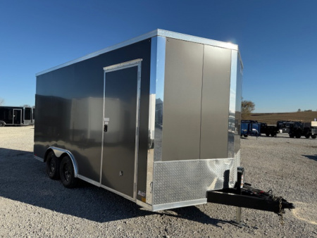 New 2026 Cross Charcoal 8.5'x16' 7k Alpha Flat Top V-Nose Enclosed Cargo Trailer