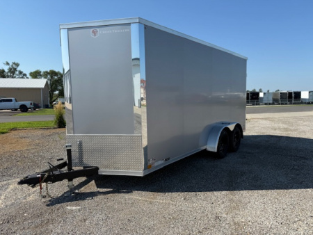 New 2026 Cross Silver 7'x16' 7k Alpha Flat Top V-Nose Enclosed Cargo Trailer