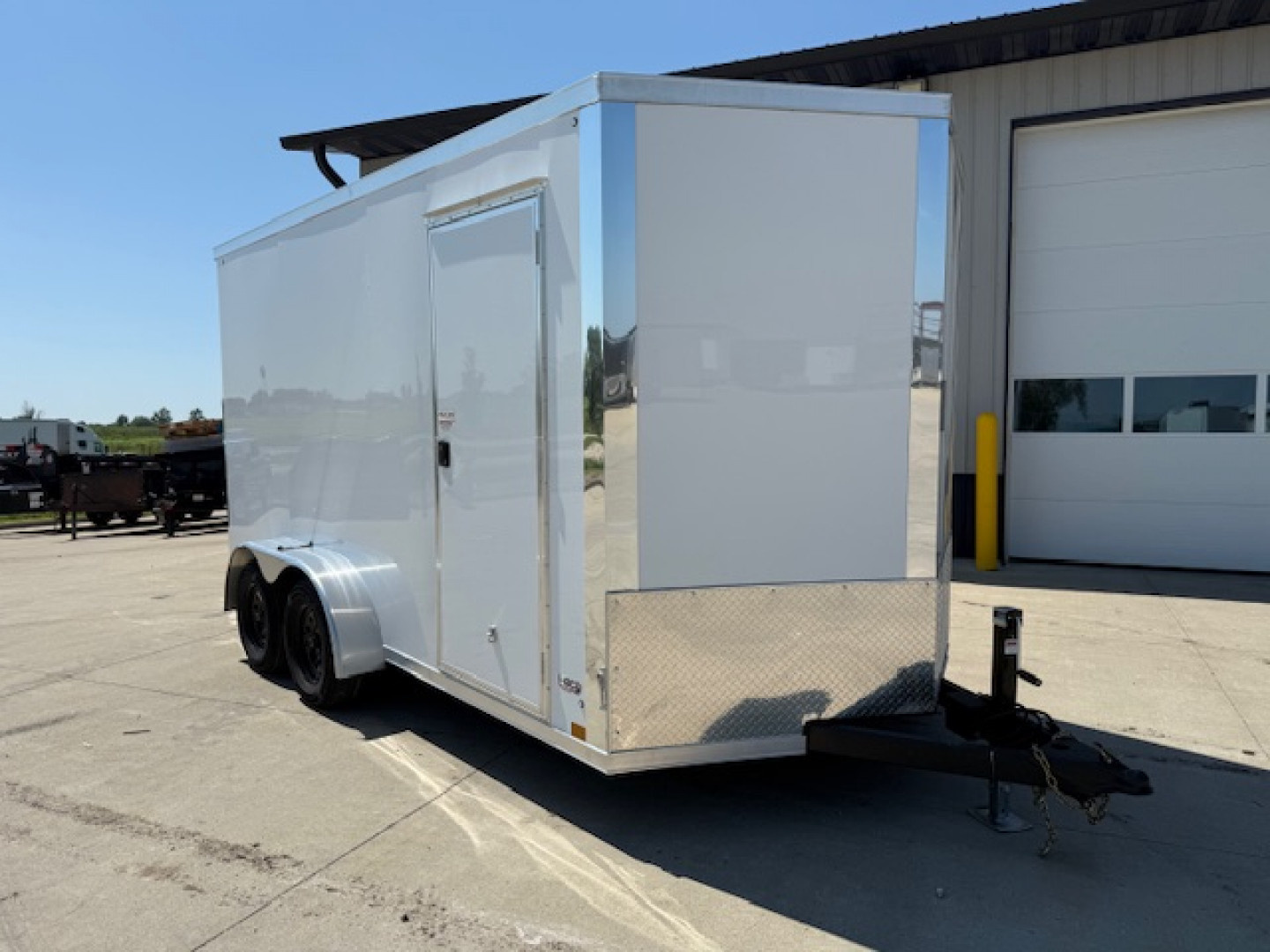New 2026 Cross White 7'x14' 7k Alpha Flat Top V-Nose Enclosed Cargo Trailer