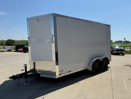 New 2026 Cross White 7'x14' 7k Alpha Flat Top V-Nose Enclosed Cargo Trailer
