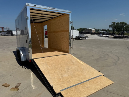 New 2026 Cross White 7'x14' 7k Alpha Flat Top V-Nose Enclosed Cargo Trailer