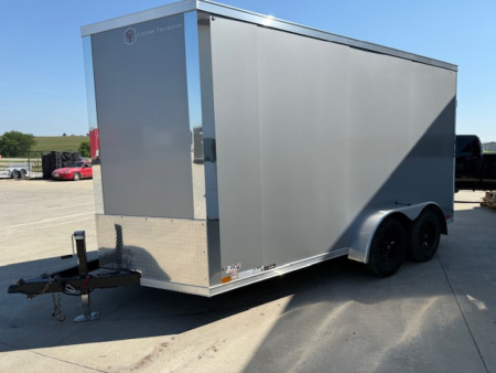 New 2026 Cross Silver 7'x14' 7k Alpha Flat Top V-Nose Enclosed Cargo Trailer