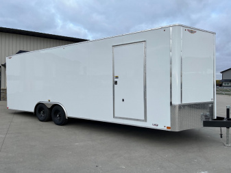 New 2025 H&H 8.5'x24' 10k Flat Top V-Nose Enclosed Car Hauler Trailer