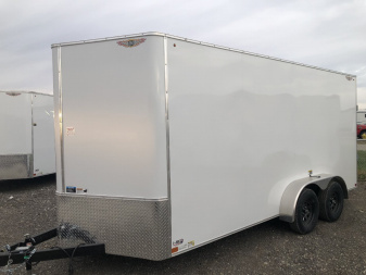 New 2025 H&H 7'x16' 10k Flat Top V-Nose Enclosed Cargo Trailer