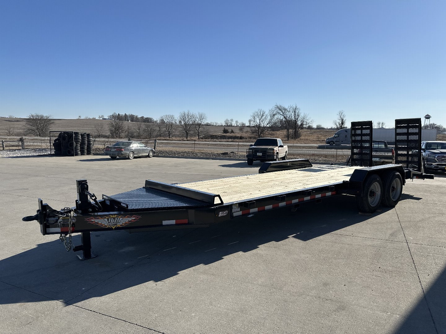 New 2025 H&H 8.5'x19'+3' 22k Topline I-Beam Industrial Flatbed Equipment Trailer