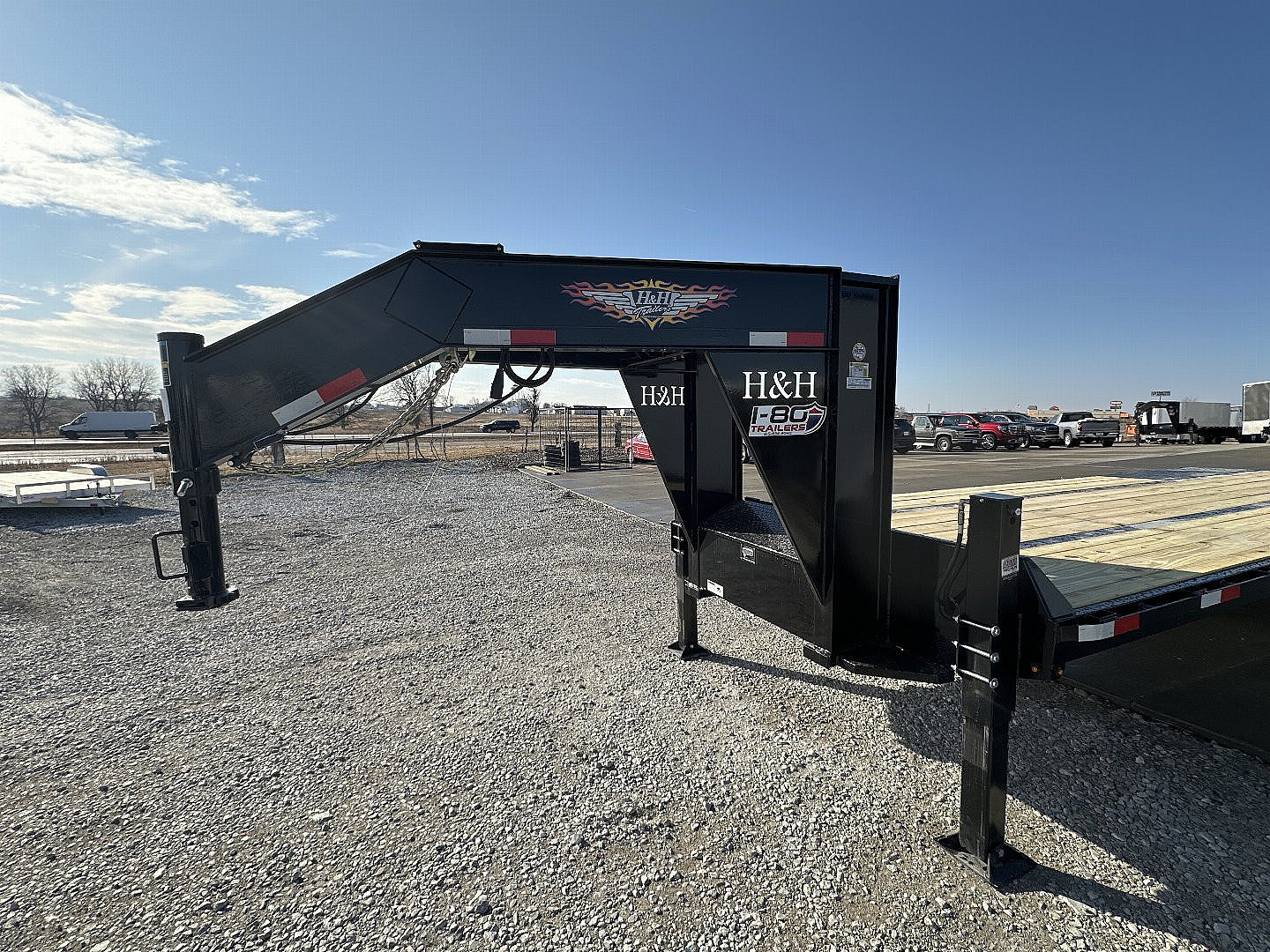 New 2025 H&H 102"x23'+9' 24k Hydraulic Tail Gooseneck Deckover Flatbed Trailer