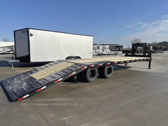 New 2025 H&H 102"x23'+9' 24k Hydraulic Tail Gooseneck Deckover Flatbed Trailer