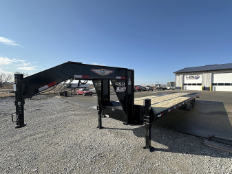 New 2025 H&H Trailers 102 x23'+9' 24k Hydraulic Tail Gooseneck Deckover Flatbed Trailer