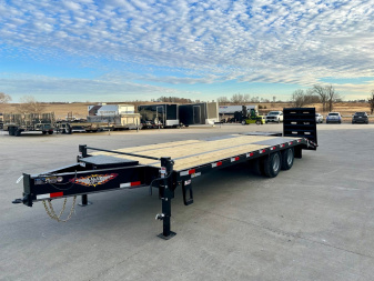 New 2025 H&H Trailers 102"x20'+5' 22.5k Heavy Duty Low Profile Dovetail Super Deluxe Ramps Bumper Pull Deckover Flatbed Trailer