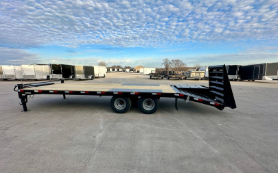 New 2025 H&H Trailers 102"x20'+5' 22.5k Heavy Duty Low Profile Dovetail Super Deluxe Ramps Bumper Pull Deckover Flatbed Trailer