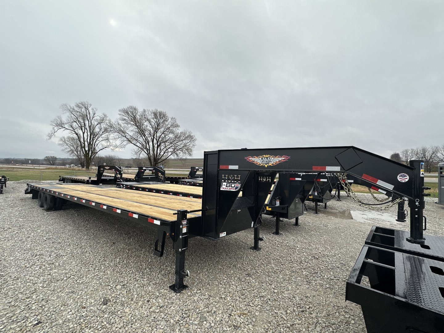 New 2025 H&H Trailers 102"x35'+5' 24k Heavy Duty Low Profile Dovetail Super Deluxe Ramps Gooseneck Deckover Flatbed Trailer