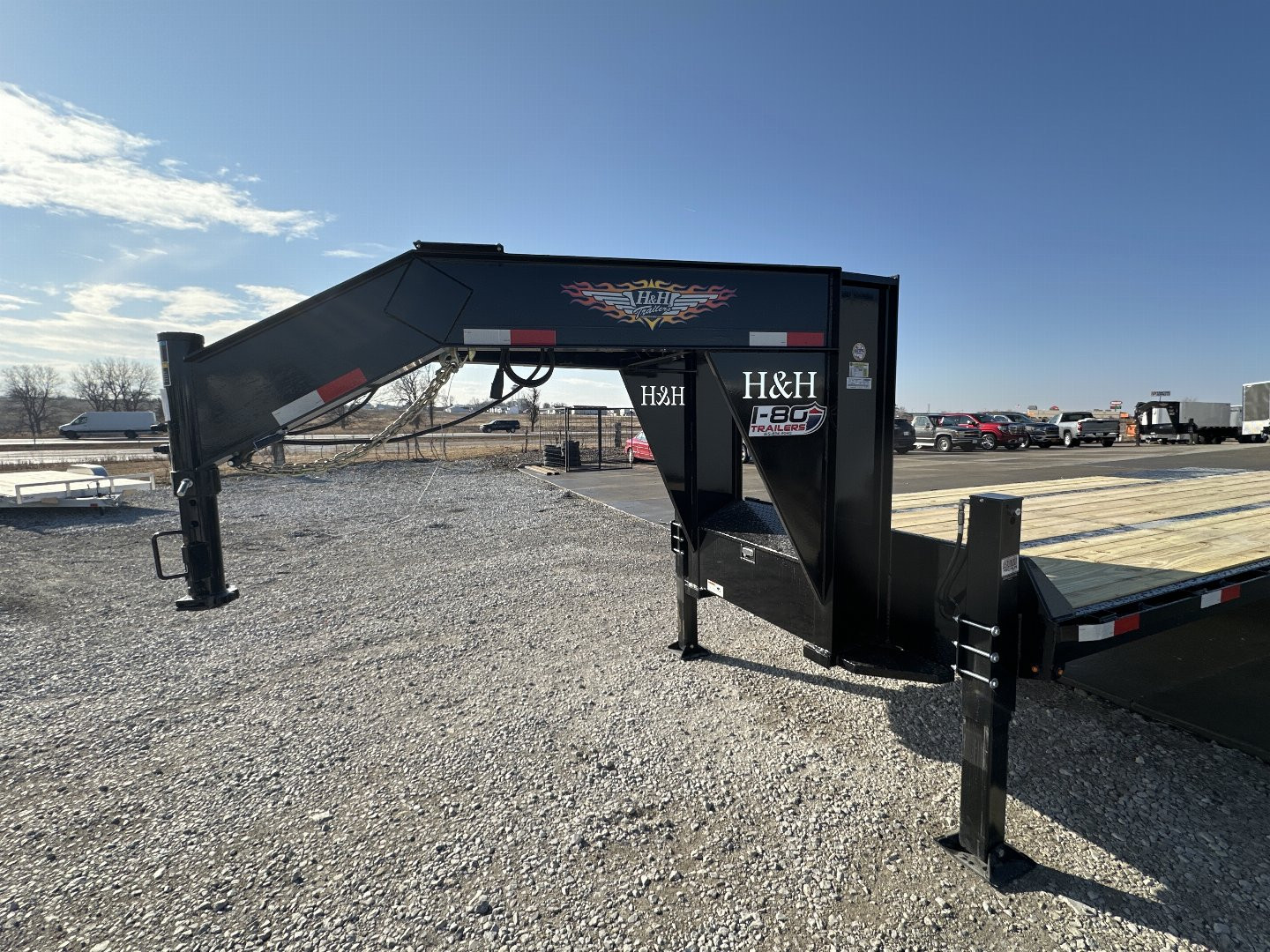 New 2025 H&H Trailers 102"x23'+9' 24k Hydraulic Tail Gooseneck Deckover Flatbed Trailer