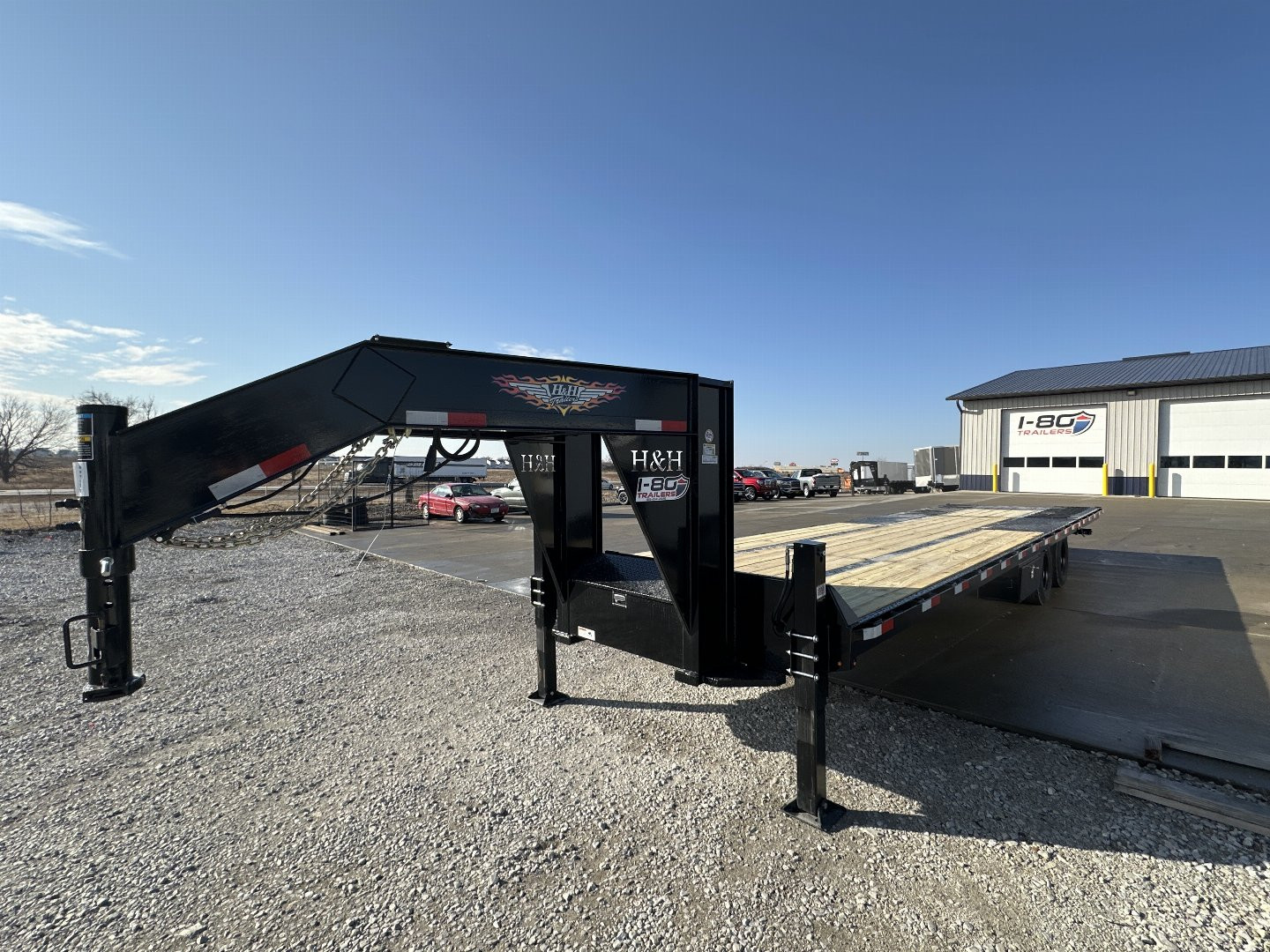 New 2025 H&H Trailers 102"x23'+9' 24k Hydraulic Tail Gooseneck Deckover Flatbed Trailer