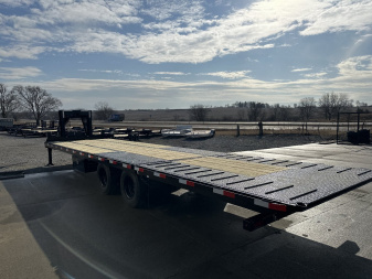 New 2025 H&H Trailers 102"x23'+9' 24k Hydraulic Tail Gooseneck Deckover Flatbed Trailer