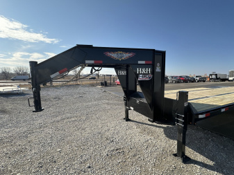 New 2025 H&H Trailers 102"x23'+9' 24k Hydraulic Tail Gooseneck Deckover Flatbed Trailer