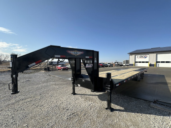 New 2025 H&H Trailers 102"x23'+9' 24k Hydraulic Tail Gooseneck Deckover Flatbed Trailer