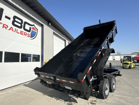 New 2025 H&H Black 83"x16' 22k Topline Telescopic I-Beam Dump Trailer
