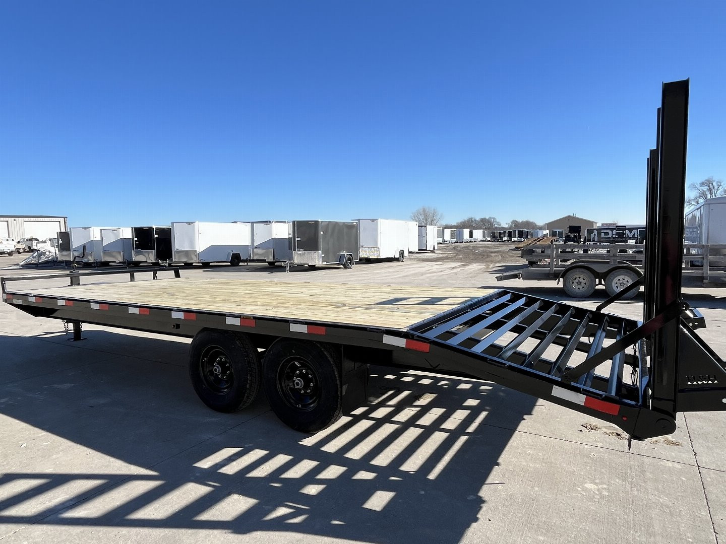 New 2025 H&H Trailers 102"x18'+4' 14k Standard Duty Deckover Flatbed Trailer