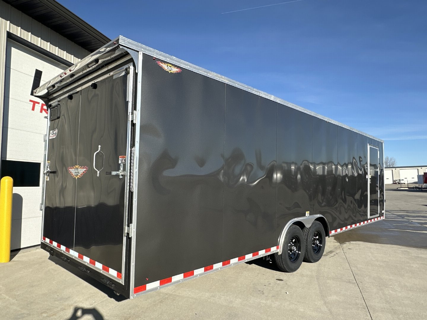 New 2025 H&H Trailers 8.5'x28' 14k Flat Top V-Nose Enclosed Car Hauler Trailer