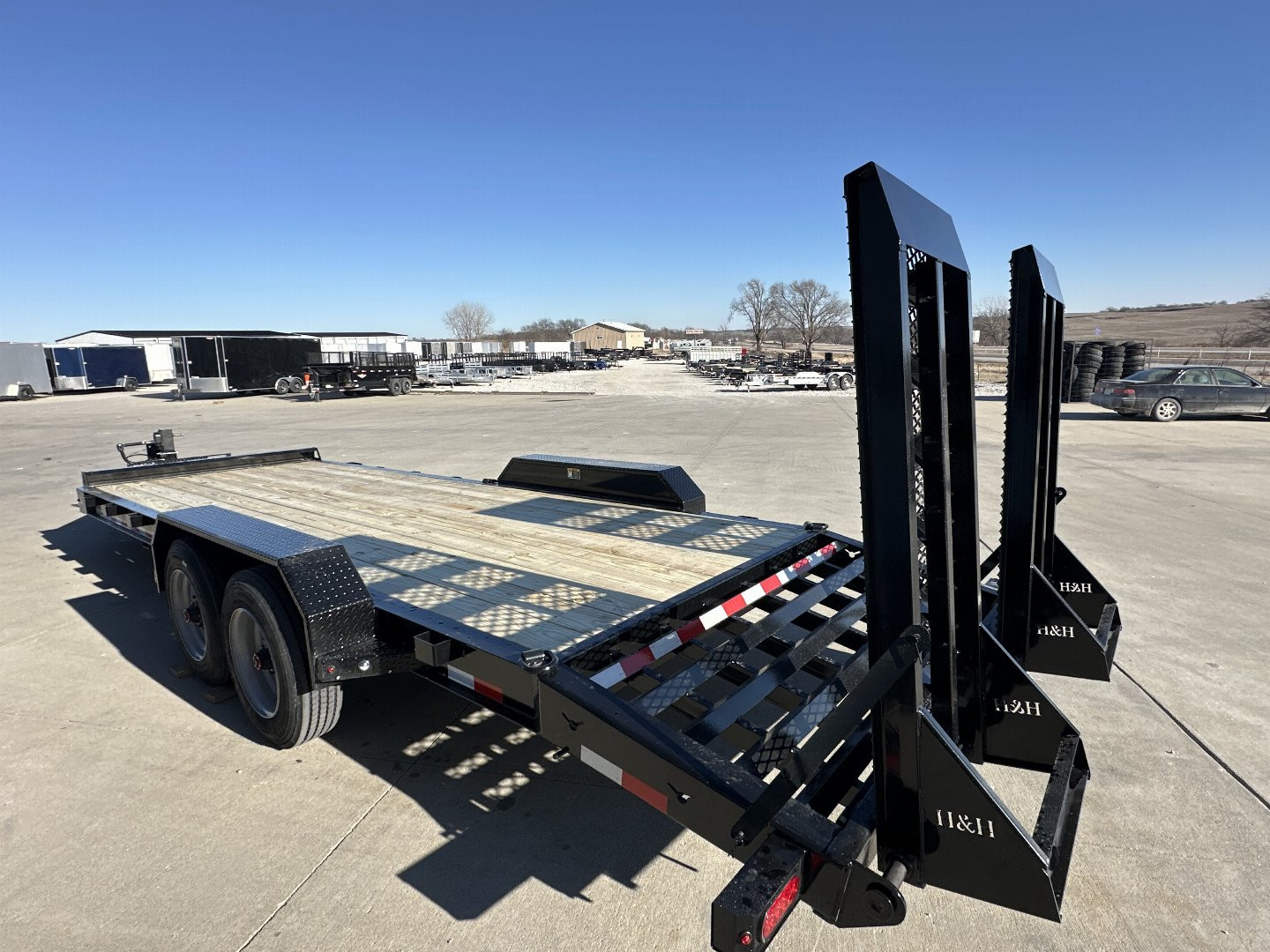 New 2025 H&H Trailers 8.5'x19'+3' 22k Topline I-Beam Industrial Flatbed Equipment Trailer