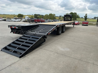 New 2025 H&H Trailers 102"x25'+5' 24K Heavy Duty Low Profile Dovetail Super Deluxe Ramps Gooseneck Deckover Trailer