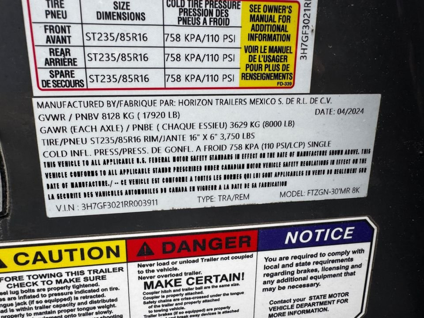 New 2025 Horizon Trailers FTZGN30' Equipment Trailer