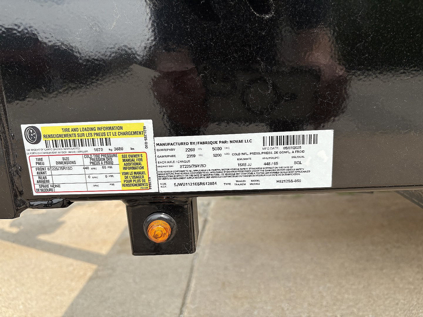 New 2025 H&H Utility 82x12 5k Solid Side W/Brakes & 8 Ply Tires 2 5/16 coupler