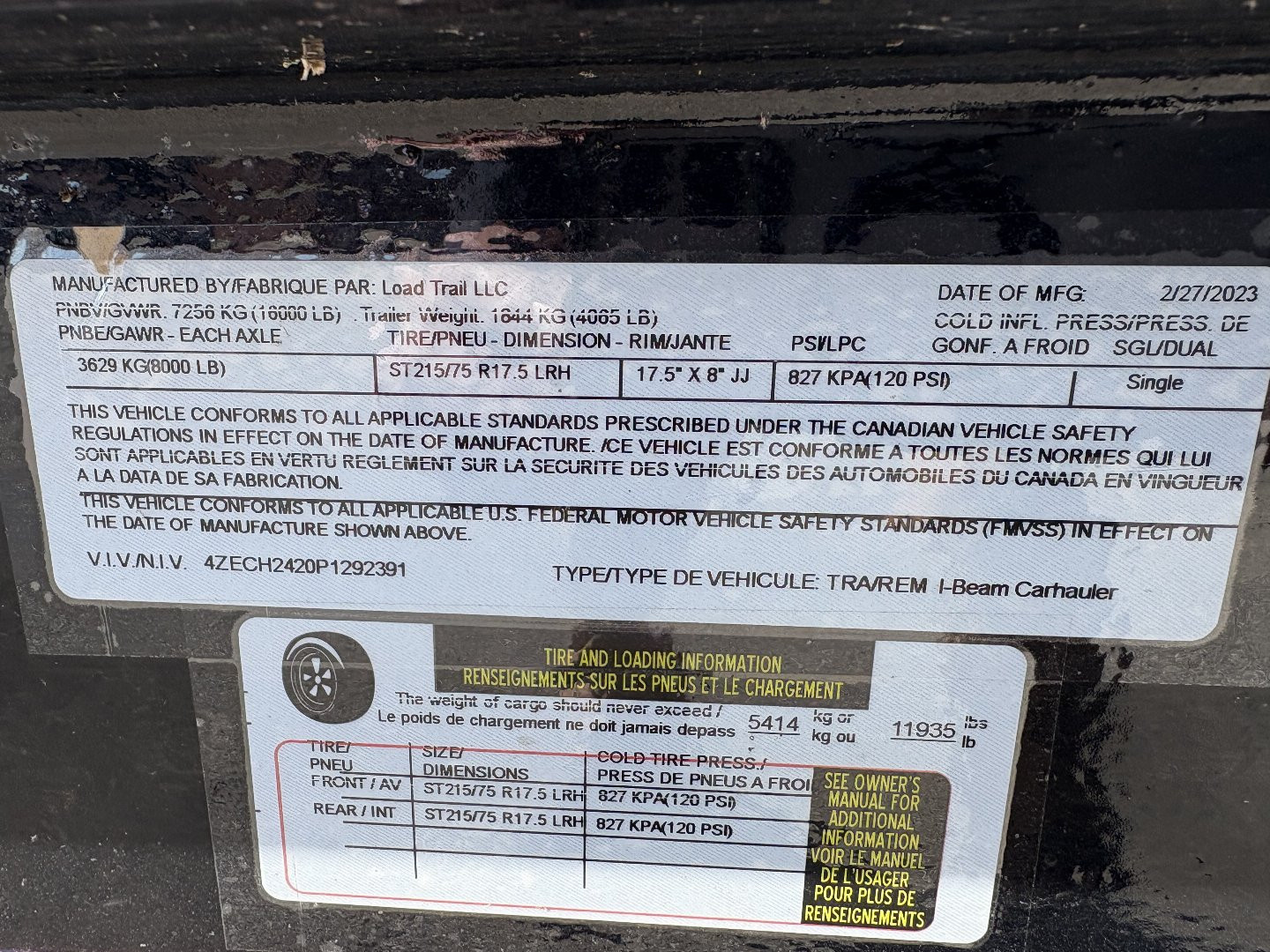 Used 2023 Load Trail HD 16K Dove Tail Equipment Trailer