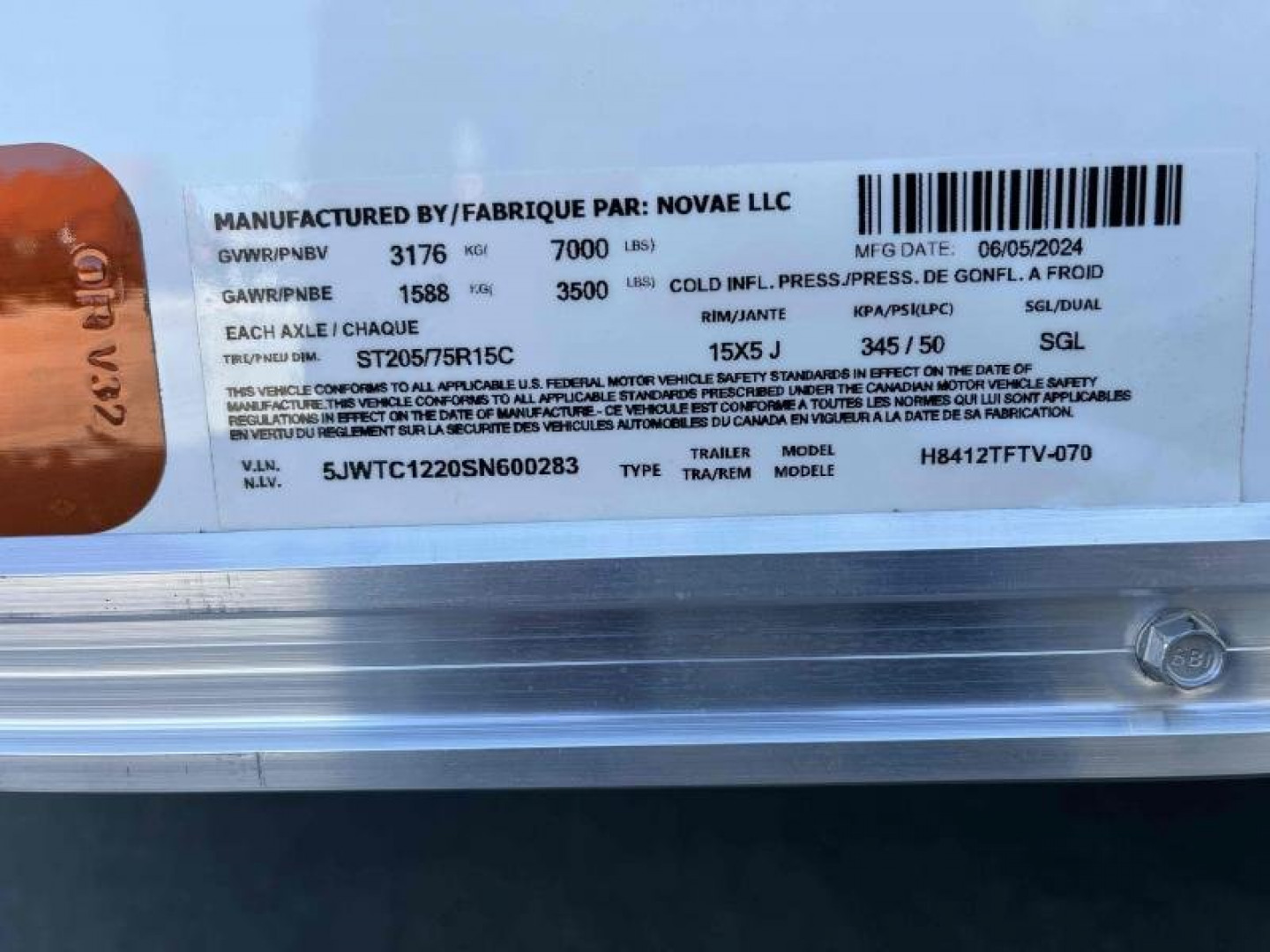 New 2025 H and H Trailer 7x12 HH Series Flat Top V-Nose Enclosed Cargo Trailer  7K Tandem