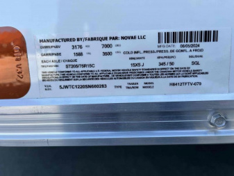 New 2025 H and H Trailer 7x12 HH Series Flat Top V-Nose Enclosed Cargo Trailer  7K Tandem