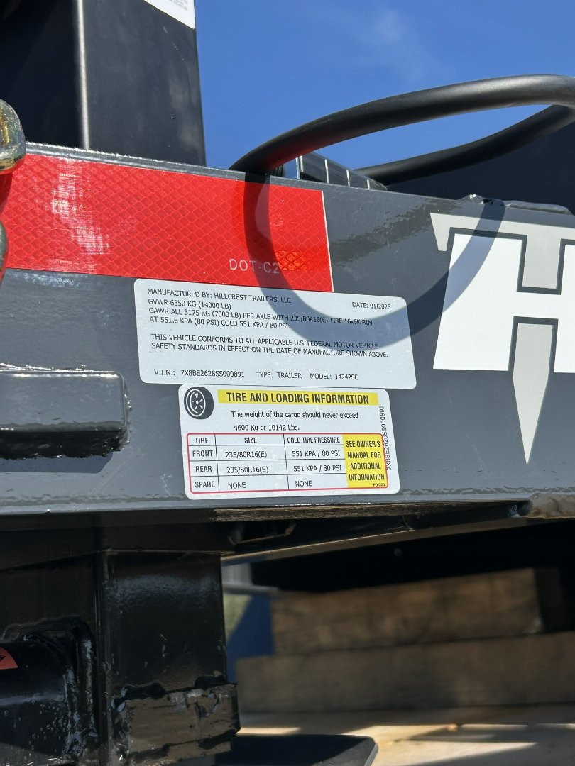 New 2025 Hillcrest Trailers 14K 24+2 Equipment Trailer