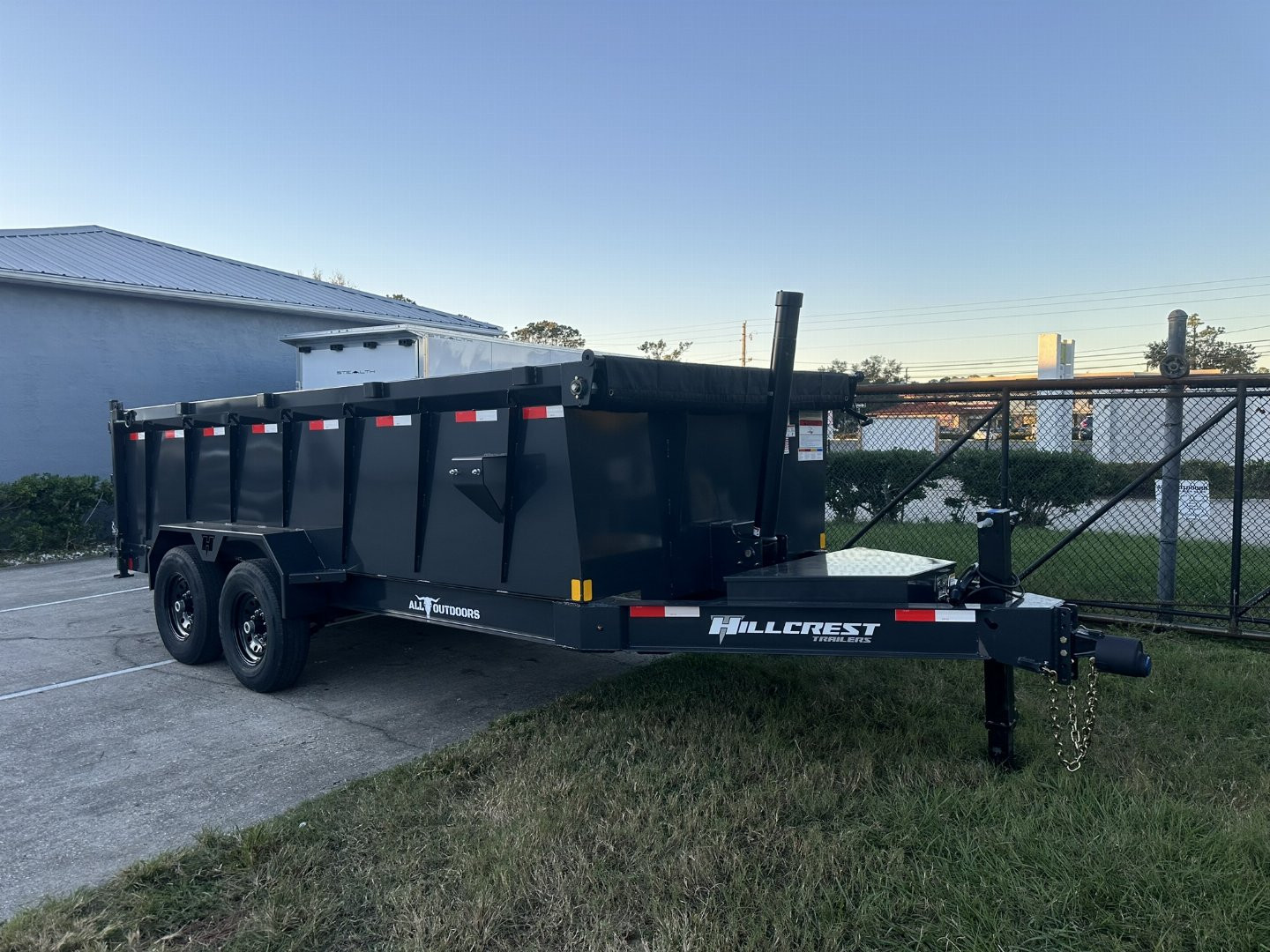 New 2025 Hillcrest Trailers 14K 7X16X40" Sides Dump Trailer w/Hydraulic Jack, LRG tires, HD Ramps