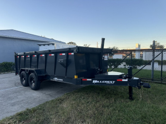 New 2025 Hillcrest Trailers 14K 7X16X40" Sides Dump Trailer w/Hydraulic Jack, LRG tires, HD Ramps