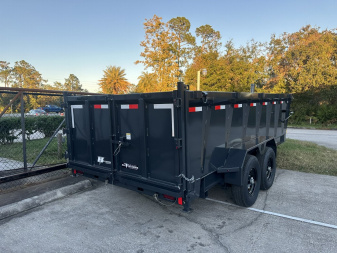 New 2025 Hillcrest Trailers 14K 7X16X40" Sides Dump Trailer w/Hydraulic Jack, LRG tires, HD Ramps