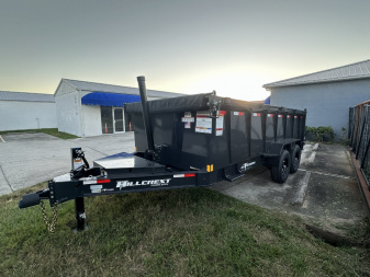 New 2025 Hillcrest Trailers 14K 7X16X40" Sides Dump Trailer w/Hydraulic Jack, LRG tires, HD Ramps