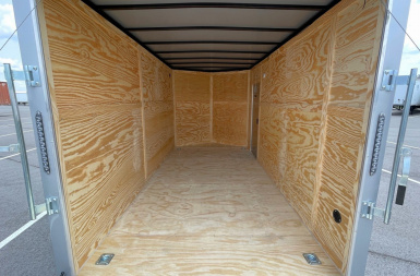 New 7x14 Silver Tandem Axle Enclosed Cargo Trailer- 7' Height, Ramp Door, 7000 GVWR