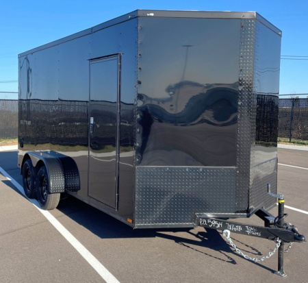 New 7x16 Blackout Tandem Axle Enclosed Cargo Trailer,, 7' Interior Height