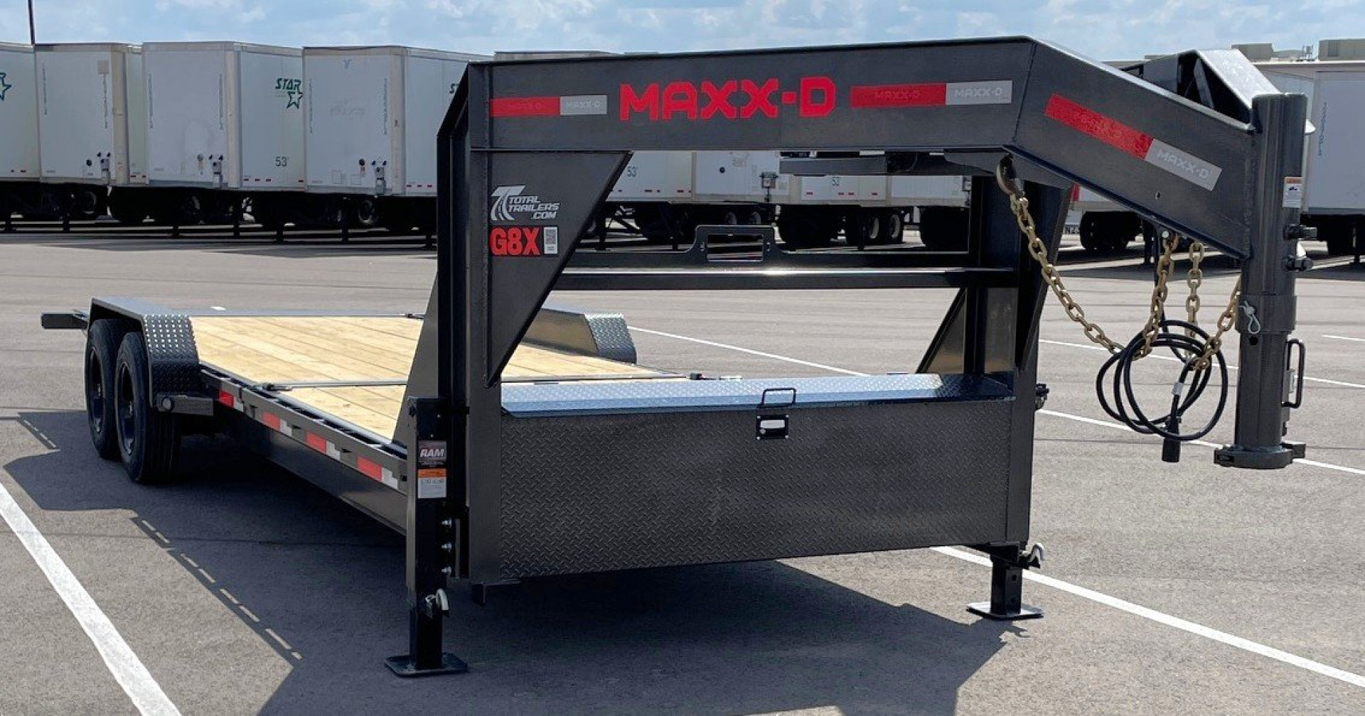 New MAXX-D G8X 24' Gooseneck Gravity Tilt Equipment Trailer 18,000 GVWR, 17.5 Tires, 8K Torsion Axles, Spare