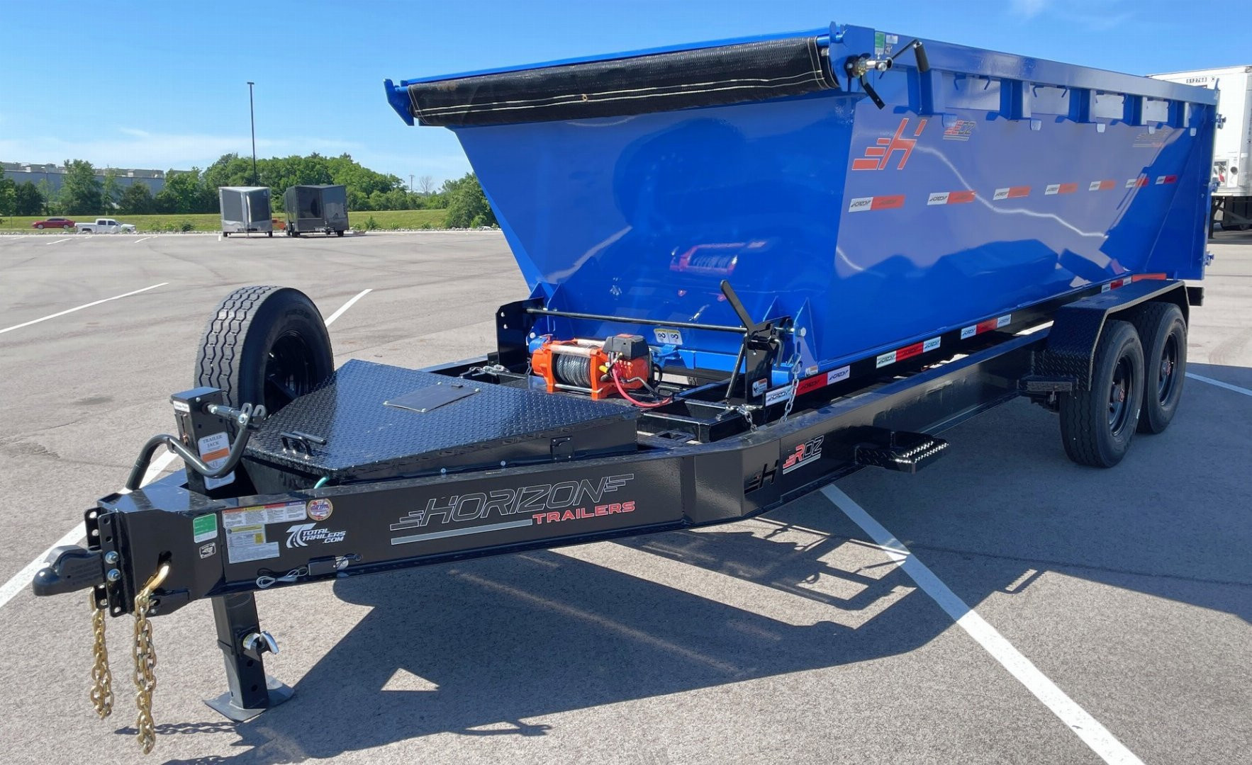 New Horizon Trailers RDZ 16' Bumper Pull Roll Off Dump Trailer-- 17K GVWR-- (3) Blue Bins