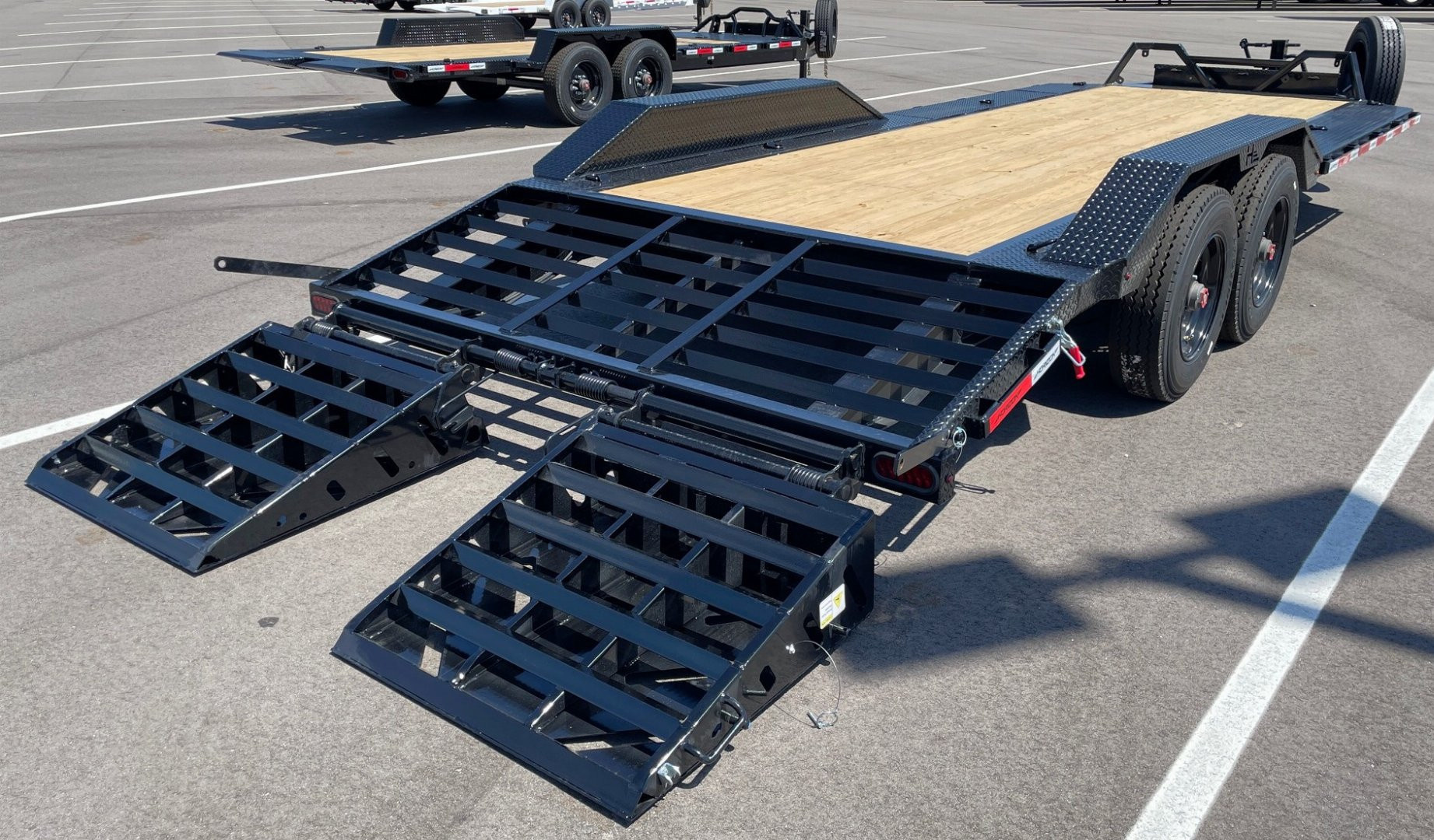 New Horizon HEH 22'x 102" Equipment Trailer--Mountain Ramps, Drive Over Fenders ,21,000 GVWR , Spare