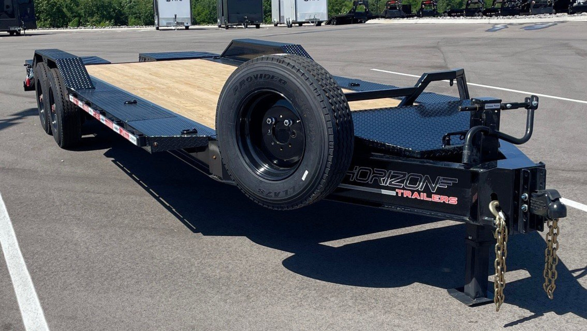 New Horizon HEH 22'x 102" Equipment Trailer--Mountain Ramps, Drive Over Fenders ,21,000 GVWR , Spare