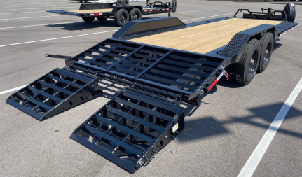 New Horizon HEH 22'x 102" Equipment Trailer--Mountain Ramps, Drive Over Fenders ,21,000 GVWR , Spare