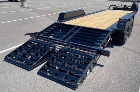 New Horizon HEH 22'x 82" Equipment Trailer--Mountain Ramps, 21,000 GVWR , Spare